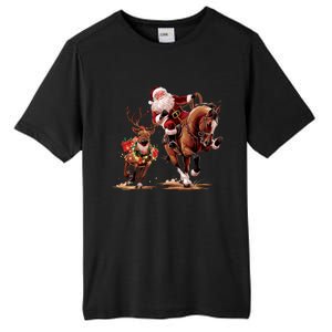 Funny Cow Santa Bulldogging Christmas Cow Western Xmas Gift Tall Fusion ChromaSoft Performance T-Shirt