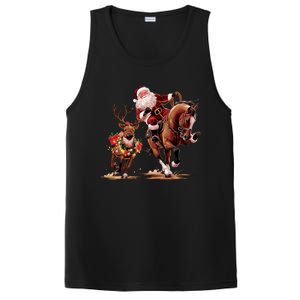 Funny Cow Santa Bulldogging Christmas Cow Western Xmas Gift PosiCharge Competitor Tank