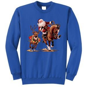 Funny Cow Santa Bulldogging Christmas Cow Western Xmas Gift Sweatshirt