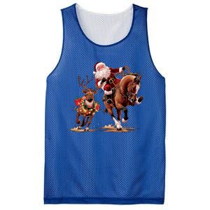 Funny Cow Santa Bulldogging Christmas Cow Western Xmas Gift Mesh Reversible Basketball Jersey Tank