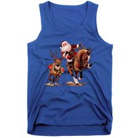 Funny Cow Santa Bulldogging Christmas Cow Western Xmas Gift Tank Top