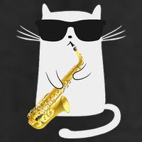 Funny Cat Saxophone Music Gift 7 Panel Mesh Trucker Snapback Hat