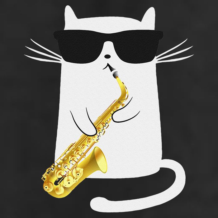 Funny Cat Saxophone Music Gift 7 Panel Mesh Trucker Snapback Hat