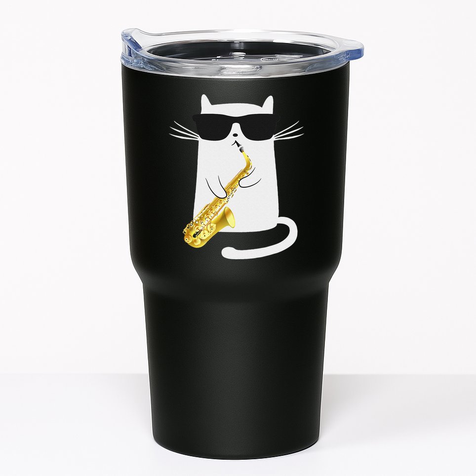 Funny Cat Saxophone Music Gift Tumbler