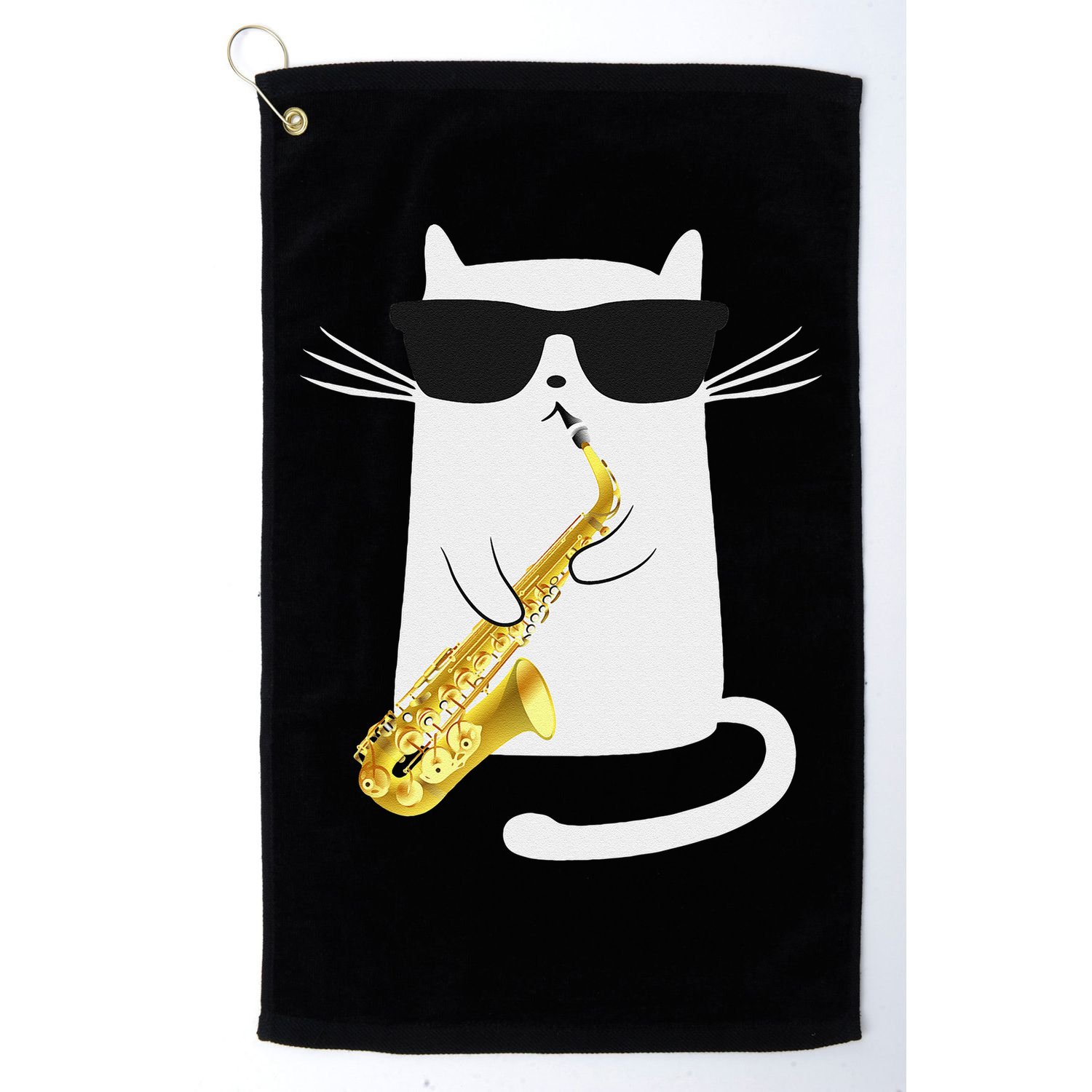 Funny Cat Saxophone Music Gift Golf Towel