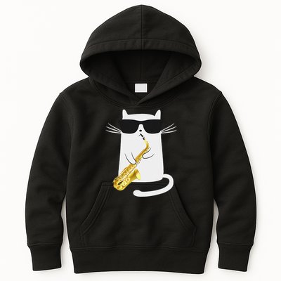 Funny Cat Saxophone Music Gift Kids Hoodie