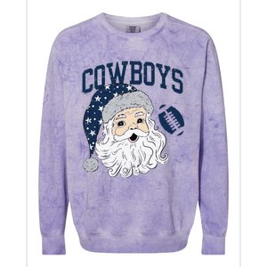 Funny Cowboys Santa Football Football Lover Gift Christmas Santa Football Xmas Colorblast Crewneck Sweatshirt