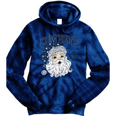 Funny Cowboys Santa Football Football Lover Gift Christmas Santa Football Xmas Tie Dye Hoodie