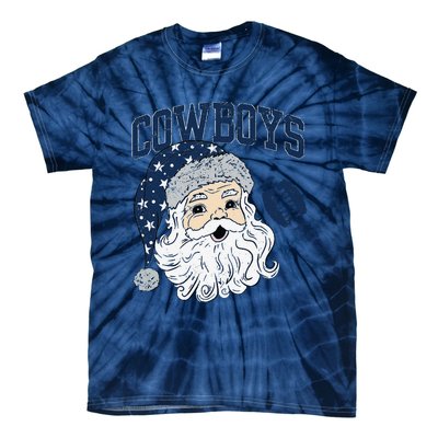 Funny Cowboys Santa Football Football Lover Gift Christmas Santa Football Xmas Tie-Dye T-Shirt