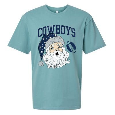 Funny Cowboys Santa Football Football Lover Gift Christmas Santa Football Xmas Sueded Cloud Jersey T-Shirt