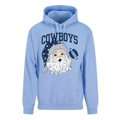 Funny Cowboys Santa Football Football Lover Gift Christmas Santa Football Xmas Unisex Surf Hoodie