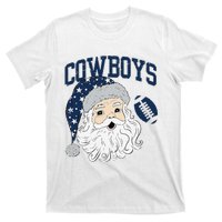 Funny Cowboys Santa Football Football Lover Gift Christmas Santa Football Xmas T-Shirt