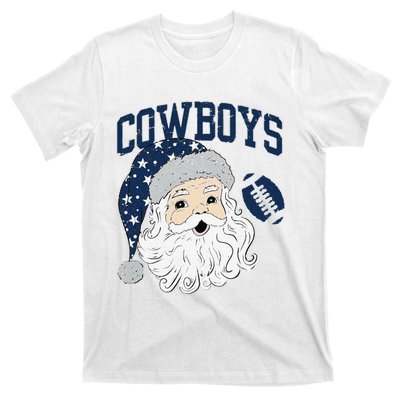 Funny Cowboys Santa Football Football Lover Gift Christmas Santa Football Xmas T-Shirt