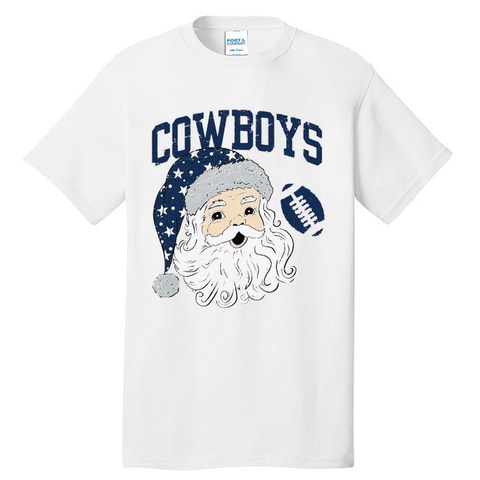 Funny Cowboys Santa Football Football Lover Gift Christmas Santa Football Xmas Tall T-Shirt