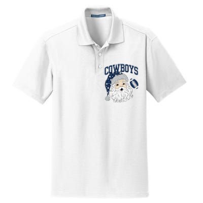 Funny Cowboys Santa Football Football Lover Gift Christmas Santa Football Xmas Dry Zone Grid Polo