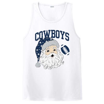 Funny Cowboys Santa Football Football Lover Gift Christmas Santa Football Xmas PosiCharge Competitor Tank