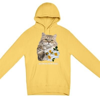 Funny Cat Seething With Rage Cute Sarcastic Kitty Feline Tee Premium Pullover Hoodie