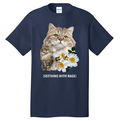 Funny Cat Seething With Rage Cute Sarcastic Kitty Feline Tee Tall T-Shirt