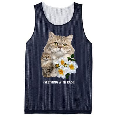 Funny Cat Seething With Rage Cute Sarcastic Kitty Feline Tee Mesh Reversible Basketball Jersey Tank