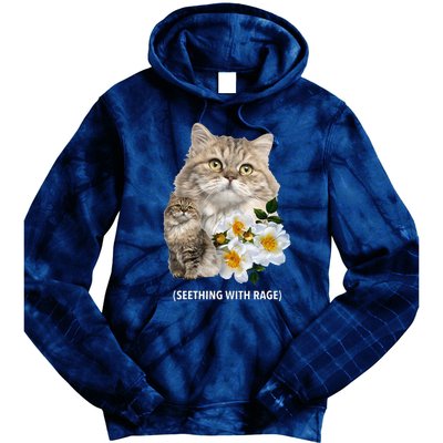 Funny Cat Seething With Rage Cute Sarcastic Kitty Feline Tee Tie Dye Hoodie