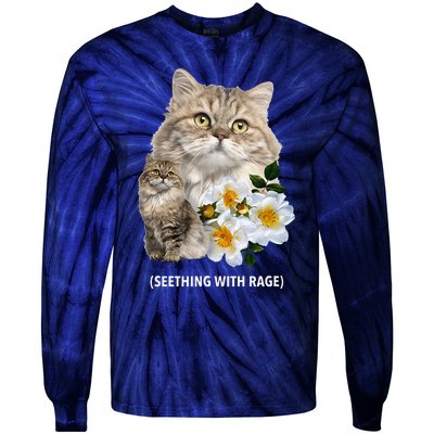 Funny Cat Seething With Rage Cute Sarcastic Kitty Feline Tee Tie-Dye Long Sleeve Shirt