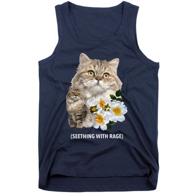 Funny Cat Seething With Rage Cute Sarcastic Kitty Feline Tee Tank Top