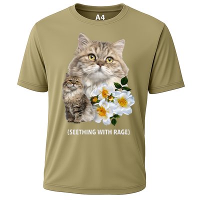 Funny Cat Seething With Rage Cute Sarcastic Kitty Feline Tee Cooling Performance Crew T-Shirt