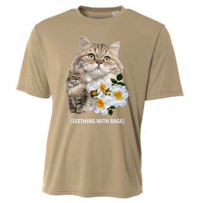 Funny Cat Seething With Rage Cute Sarcastic Kitty Feline Tee Cooling Performance Crew T-Shirt