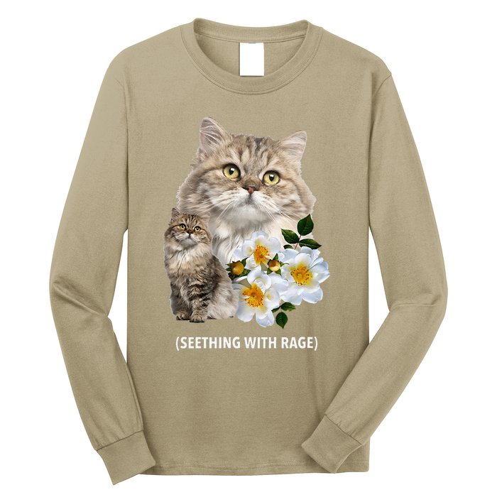 Funny Cat Seething With Rage Cute Sarcastic Kitty Feline Tee Long Sleeve Shirt