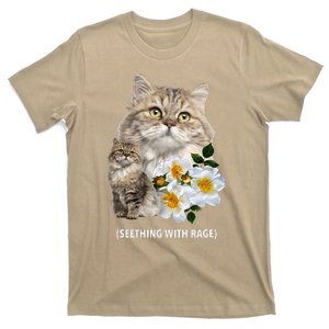 Funny Cat Seething With Rage Cute Sarcastic Kitty Feline Tee T-Shirt