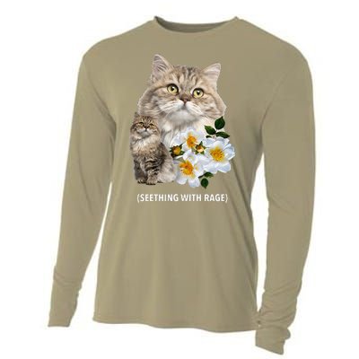 Funny Cat Seething With Rage Cute Sarcastic Kitty Feline Tee Cooling Performance Long Sleeve Crew