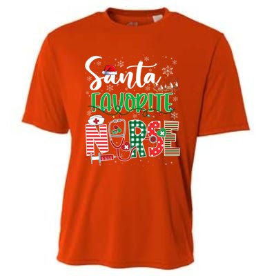 Funny Christmas Santa Favorite Nurse Reindeer Plaid Pajama Great Gift Cooling Performance Crew T-Shirt