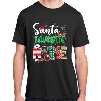 Funny Christmas Santa Favorite Nurse Reindeer Plaid Pajama Great Gift Adult ChromaSoft Performance T-Shirt