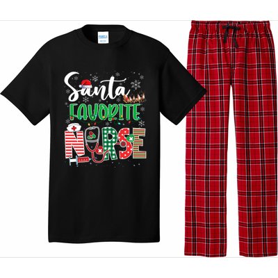 Funny Christmas Santa Favorite Nurse Reindeer Plaid Pajama Great Gift Pajama Set