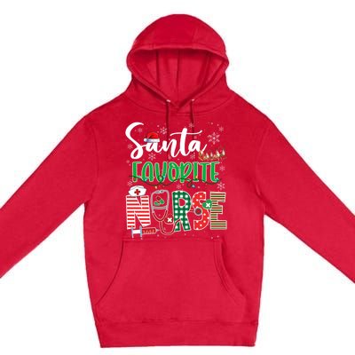 Funny Christmas Santa Favorite Nurse Reindeer Plaid Pajama Great Gift Premium Pullover Hoodie