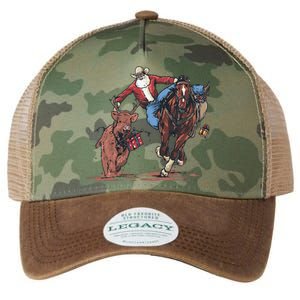 Funny Cowboy Santa Bulldogging Christmas Western Cowboy Xmas Gift Legacy Tie Dye Trucker Hat