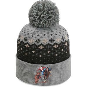 Funny Cowboy Santa Bulldogging Christmas Western Cowboy Xmas Gift The Baniff Cuffed Pom Beanie