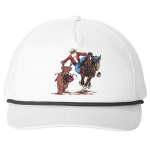 Funny Cowboy Santa Bulldogging Christmas Western Cowboy Xmas Gift Snapback Five-Panel Rope Hat