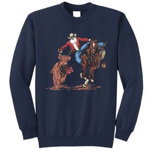 Funny Cowboy Santa Bulldogging Christmas Western Cowboy Xmas Gift Sweatshirt