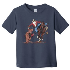 Funny Cowboy Santa Bulldogging Christmas Western Cowboy Xmas Gift Toddler T-Shirt