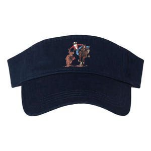 Funny Cowboy Santa Bulldogging Christmas Western Cowboy Xmas Gift Valucap Bio-Washed Visor