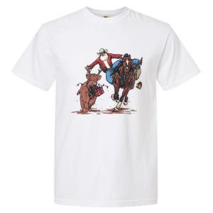 Funny Cowboy Santa Bulldogging Christmas Western Cowboy Xmas Gift Garment-Dyed Heavyweight T-Shirt