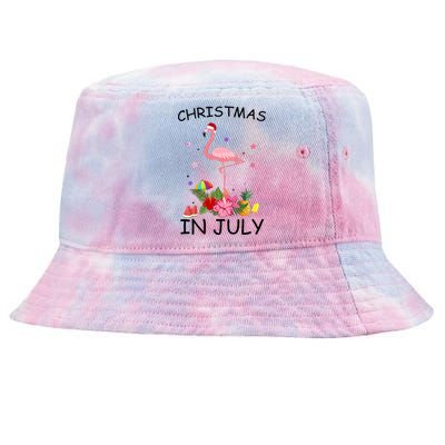 Flamingo Christmas Santa In July Tie-Dyed Bucket Hat