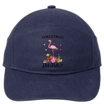 Flamingo Christmas Santa In July 7-Panel Snapback Hat