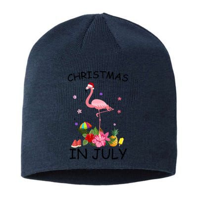 Flamingo Christmas Santa In July Sustainable Beanie