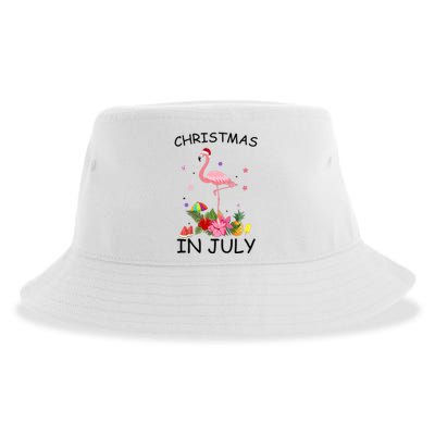 Flamingo Christmas Santa In July Sustainable Bucket Hat