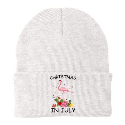 Flamingo Christmas Santa In July Knit Cap Winter Beanie