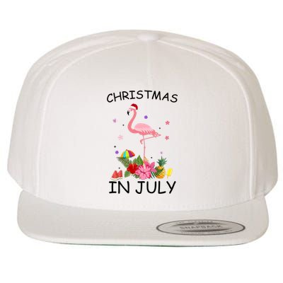 Flamingo Christmas Santa In July Wool Snapback Cap