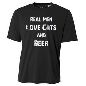 Funny Cat Shirt: Real Love Cats And Beer Gift Cooling Performance Crew T-Shirt