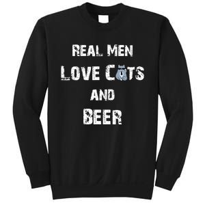 Funny Cat Shirt: Real Love Cats And Beer Gift Sweatshirt